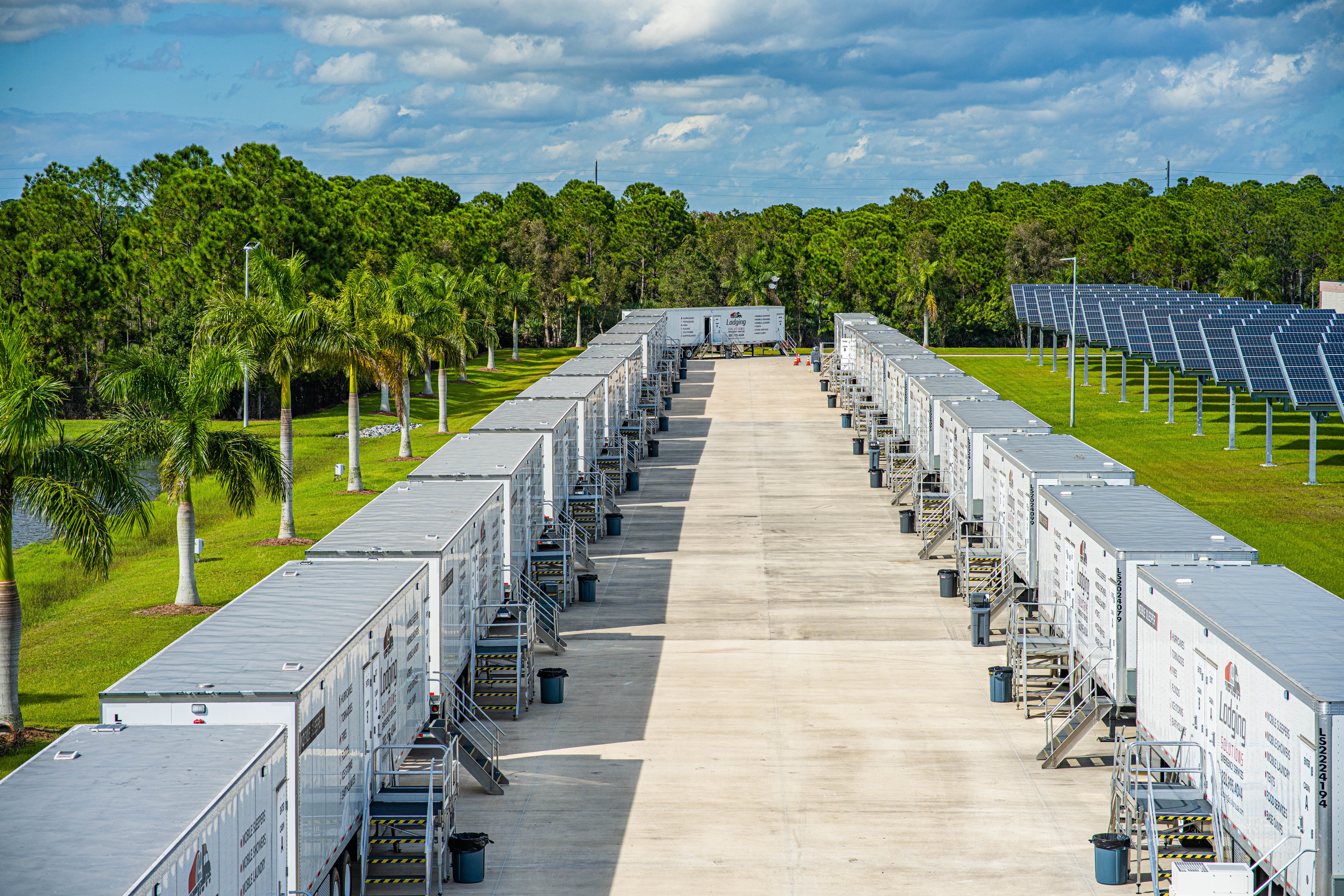 Lodging Solutions and Industrial Tent Systems Hurricane Ian Recovery Project Highlight - Mobile Lodging Mobile Sleeper Trailers