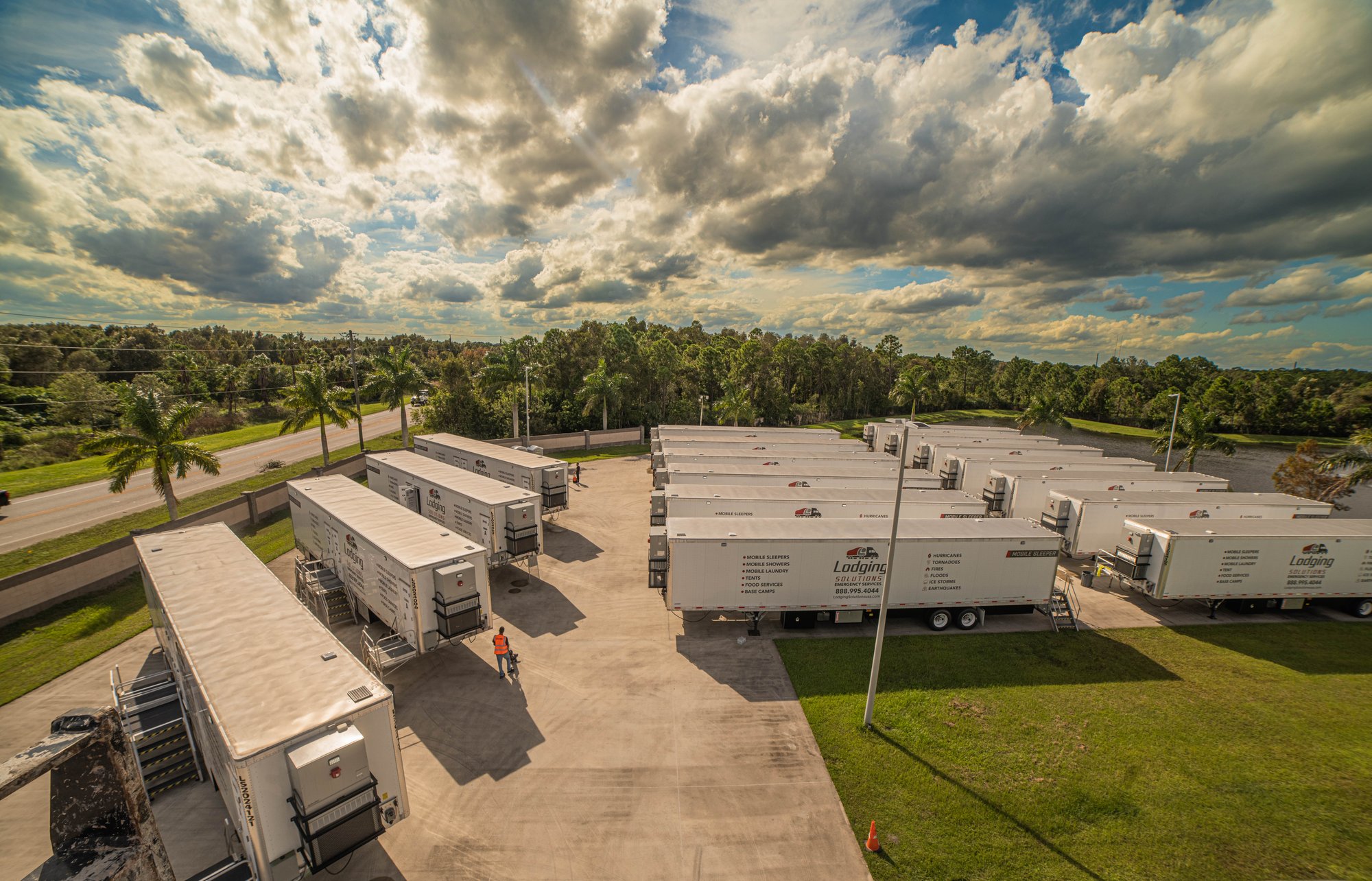 Lodging Solutions and Industrial Tent Systems Hurricane Ian Recovery Project Highlight - Mobile Lodging Mobile Sleeper Trailers Lodging Solutions and Industrial Tent Systems Hurricane Ian Recovery Project Highlight - Mobile Lodging Mobile Sleeper Trailers